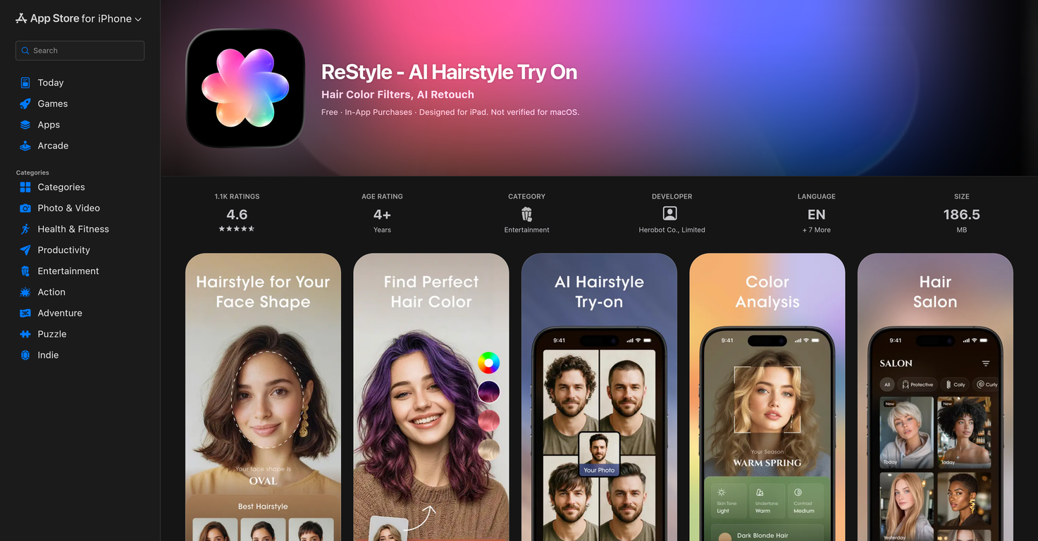 ReStyle - AI Hairstyle Try On App website