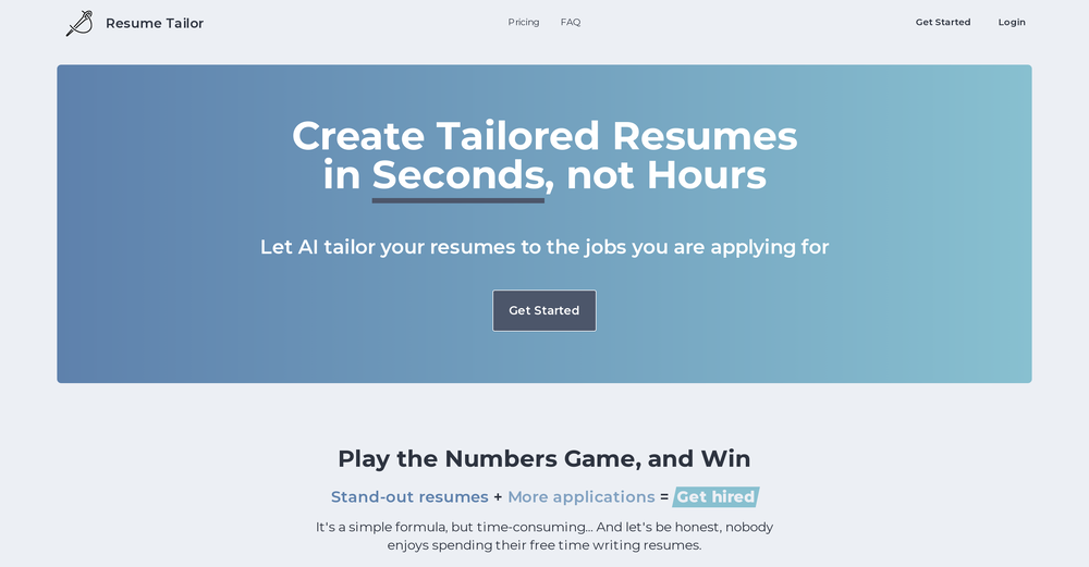Resume Tailor website