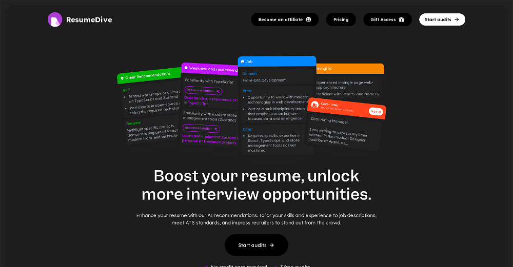 ResumeDive website