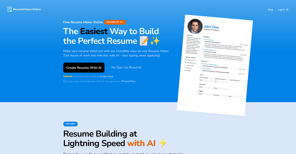 ResumeMaker.Online website