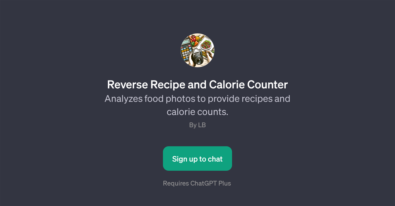 Reverse Recipe and Calorie Counter website