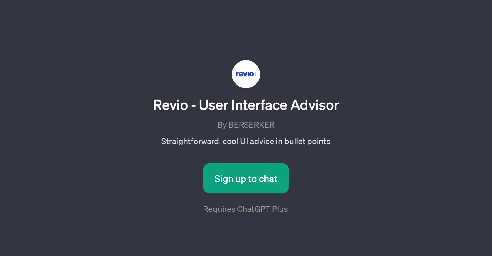 Revio - User Interface Advisor website