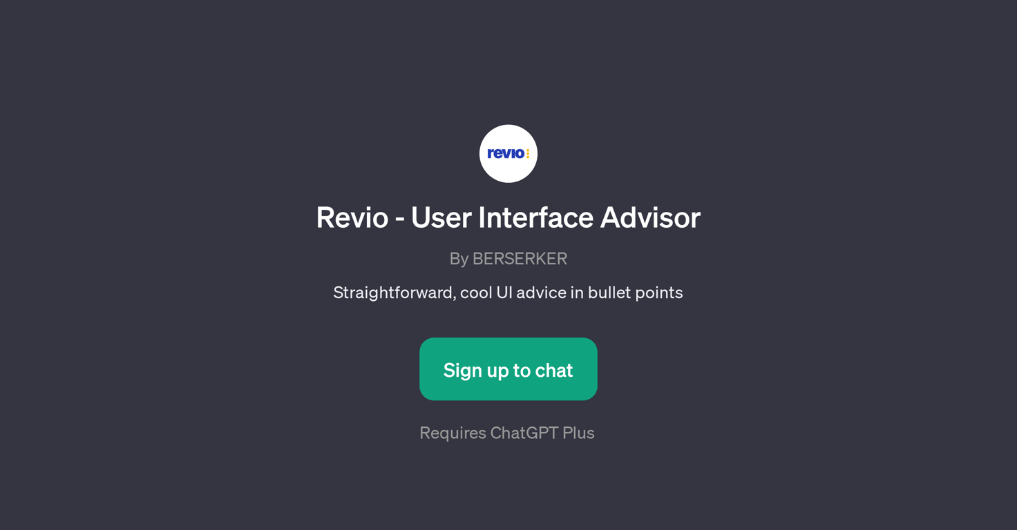 Revio - User Interface Advisor website
