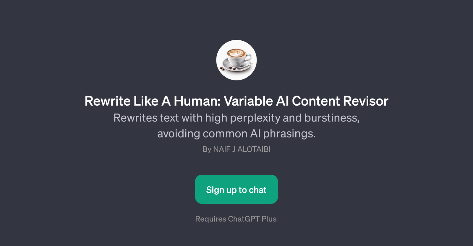 Rewrite Like A Human: Variable AI Content Revisor website