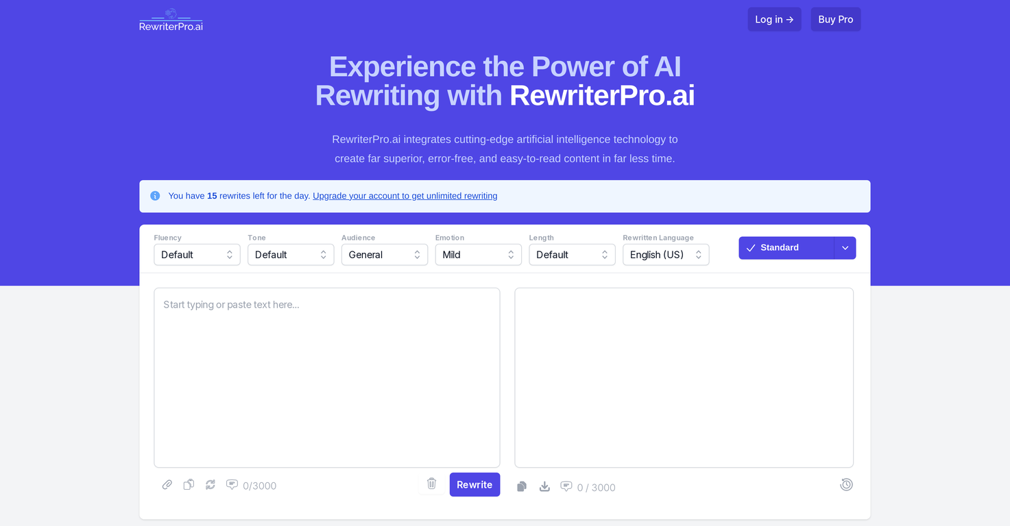 RewriterPro.ai website