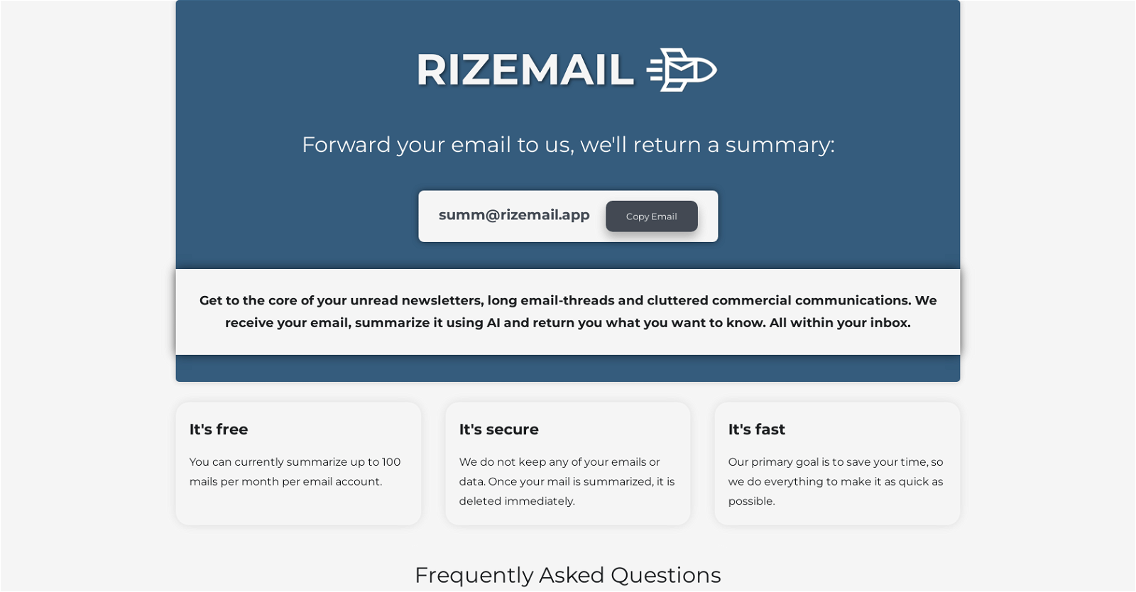 Rizemail website
