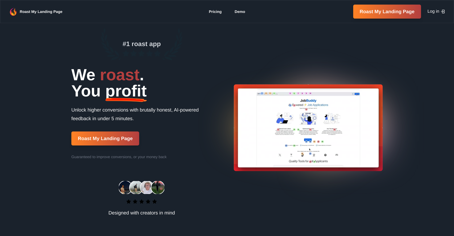 Roast My Landing Page website