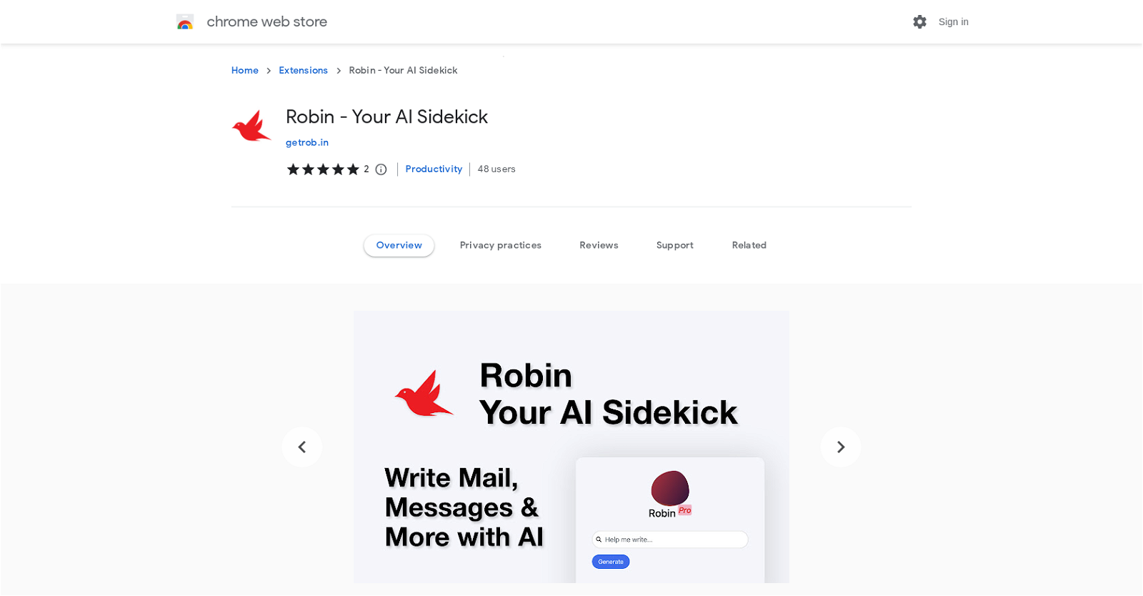 Robin Sideckick website