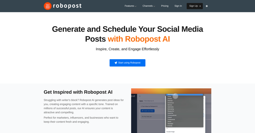 Robopost AI website