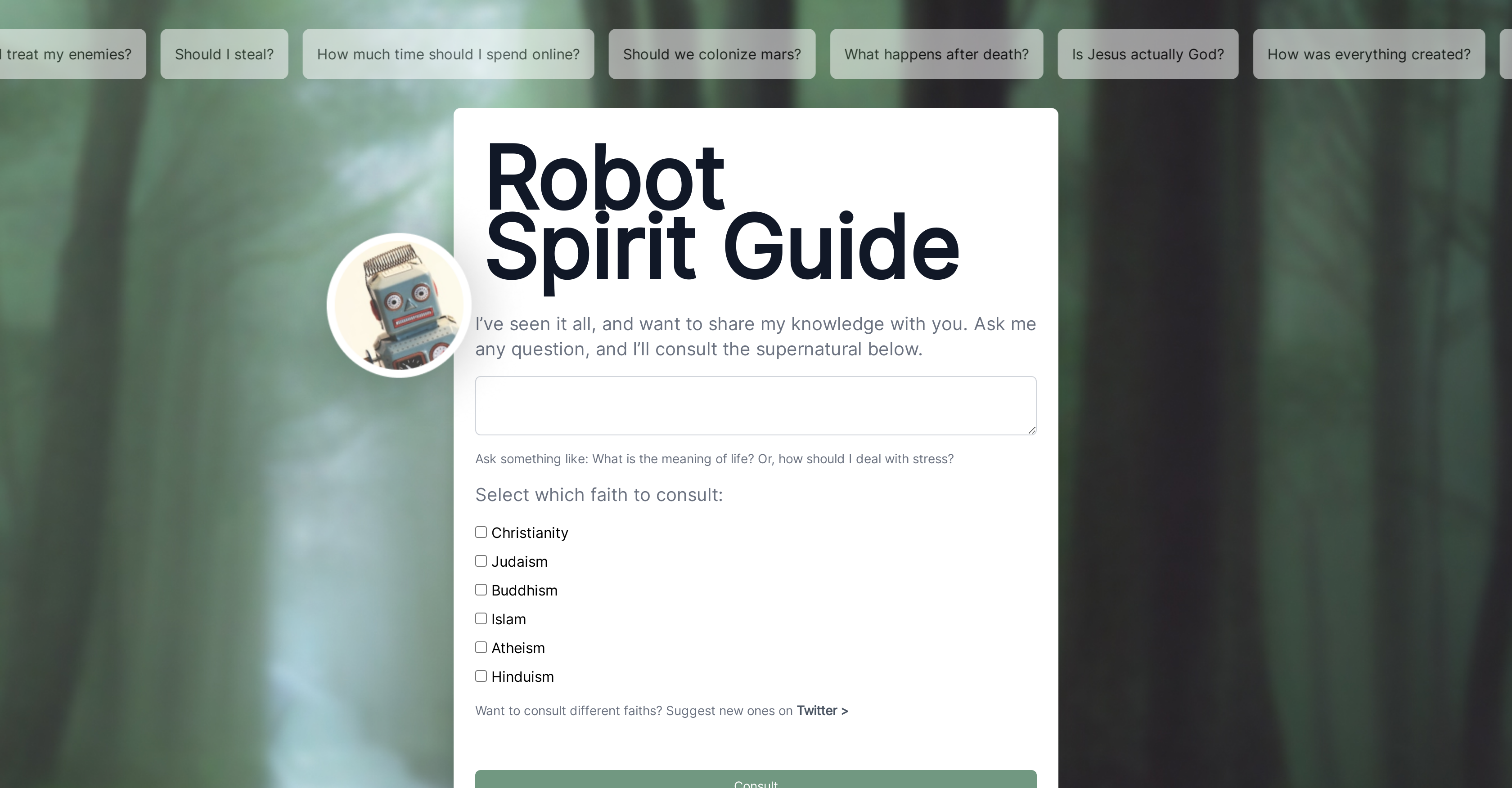 Robot Spirit Guide website