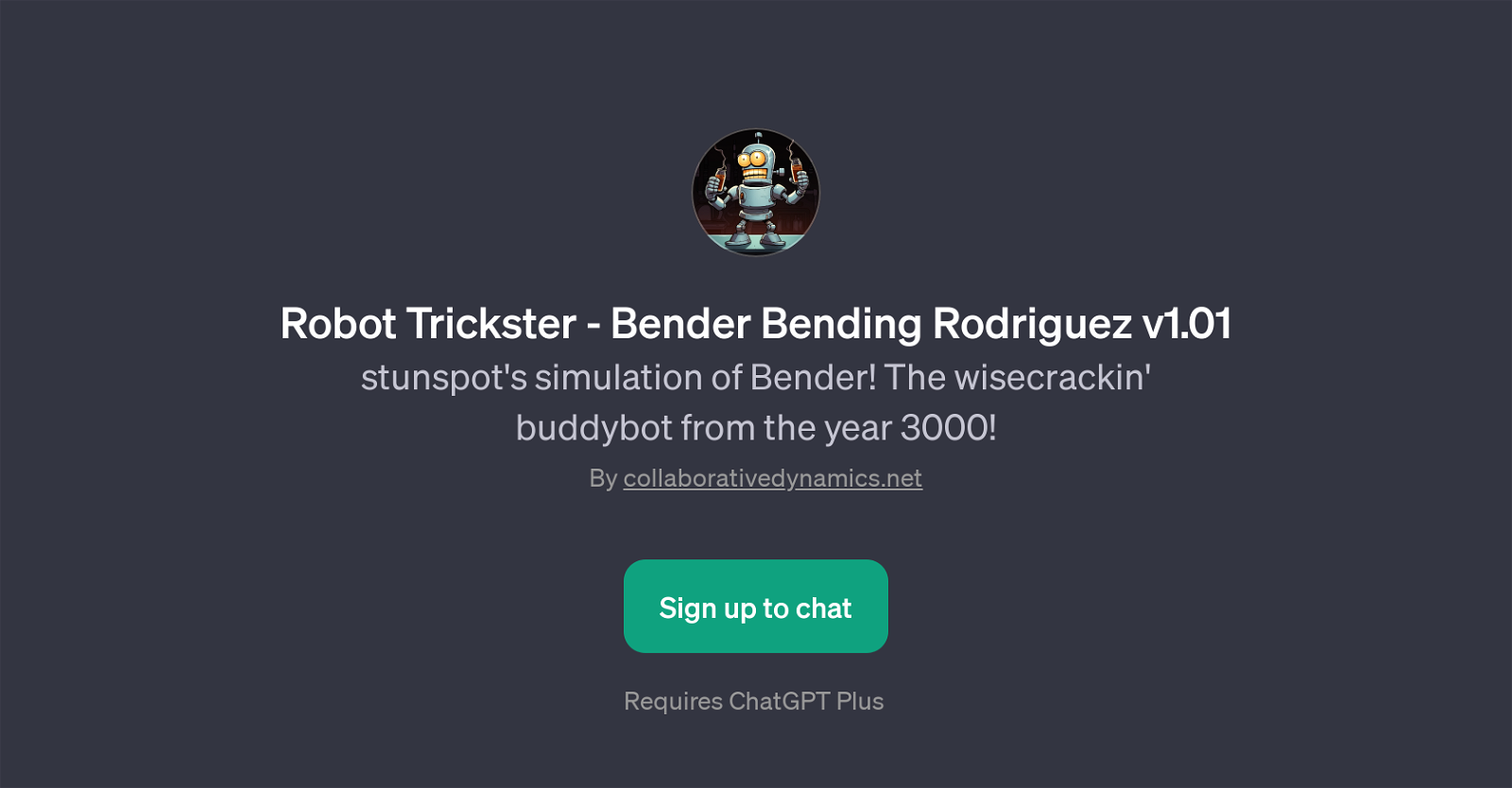 Robot Trickster - Bender Bending Rodriguez v1.01 website