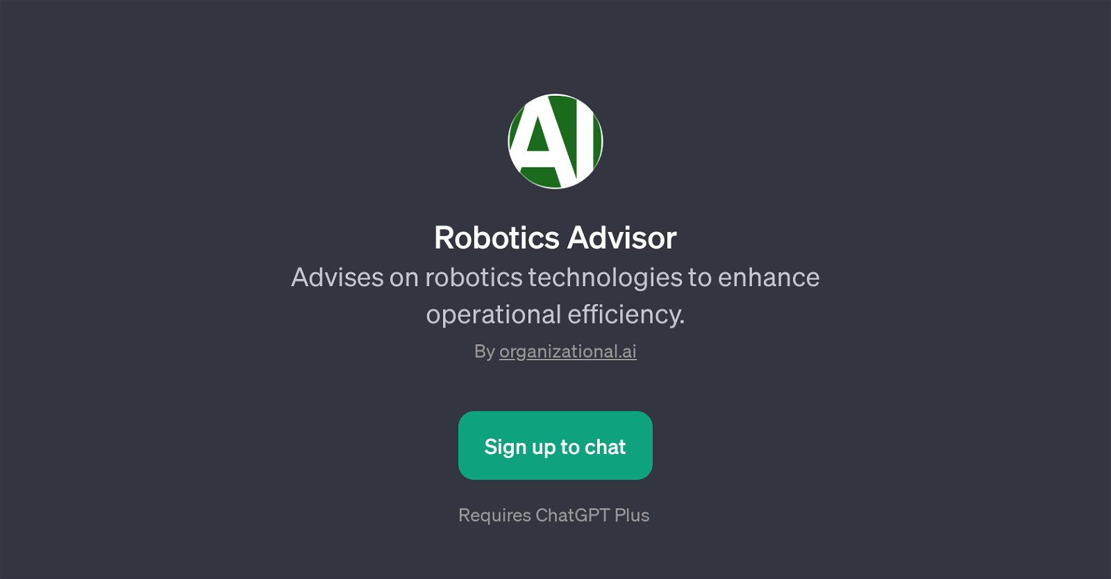 Robotics Advisor website