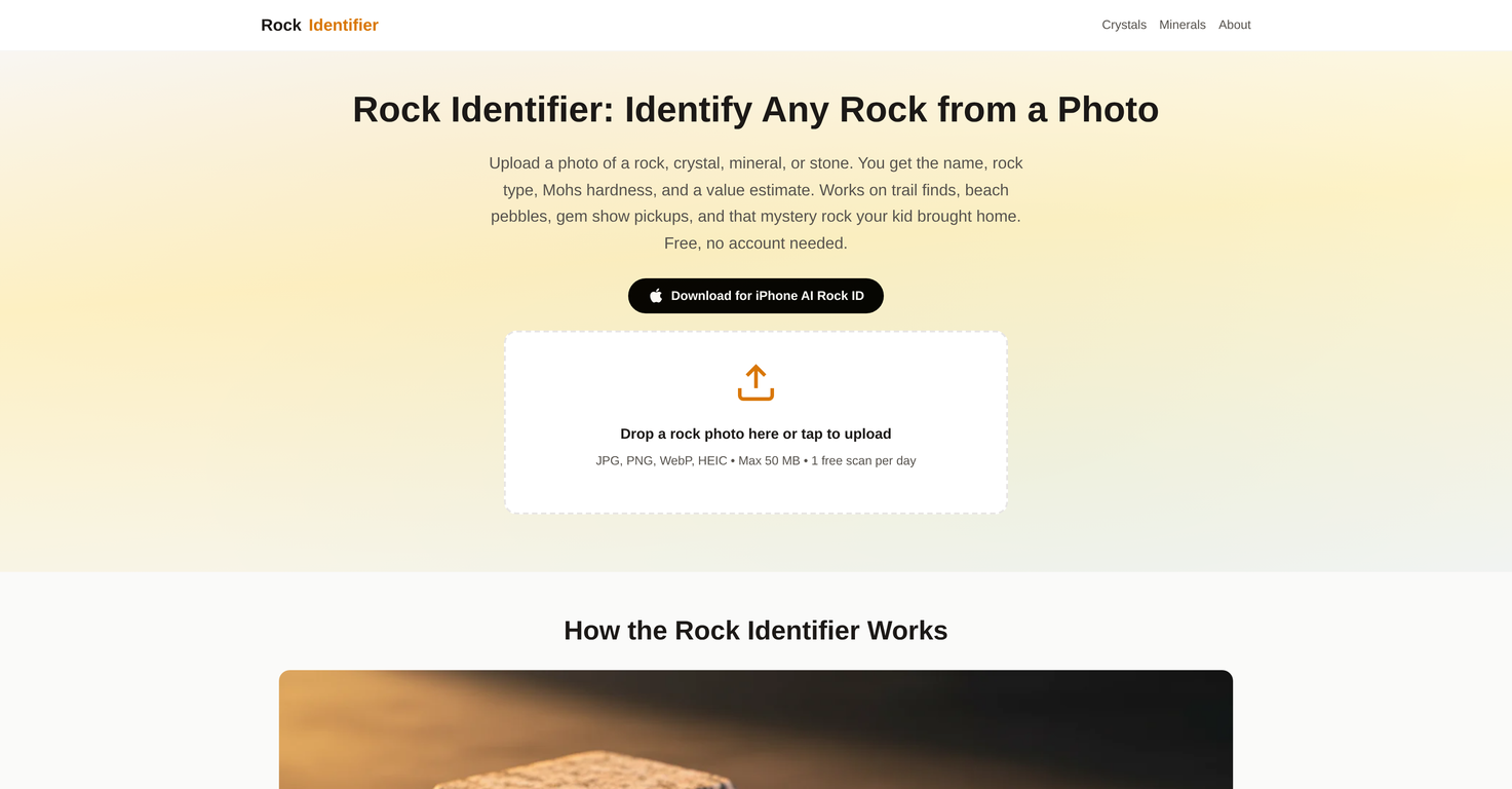 Rock Identifier.io website