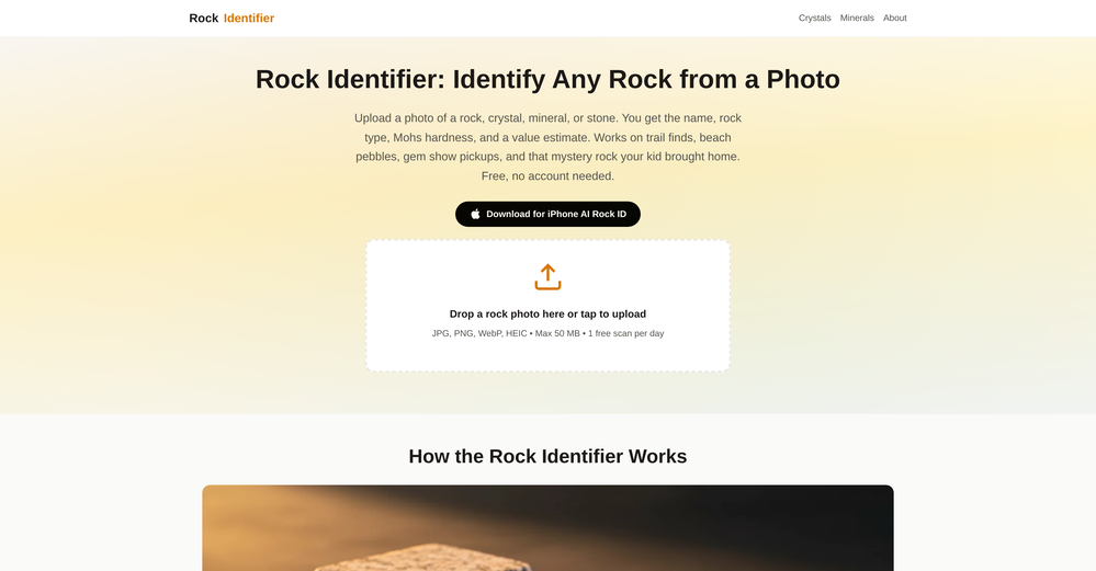 Rock Identifier.io website