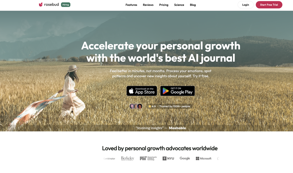 Rosebud AI website