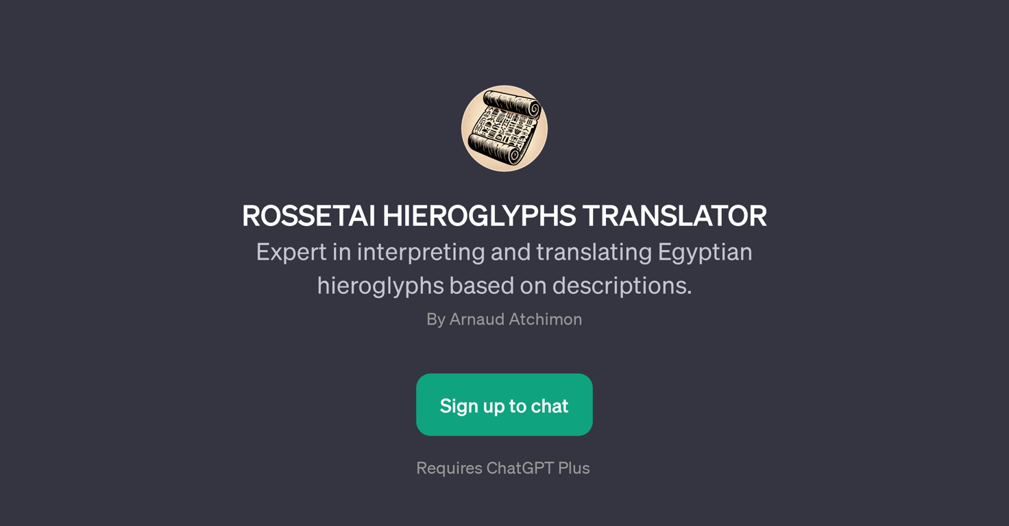 ROSSETAI Hieroglyphs Translator website