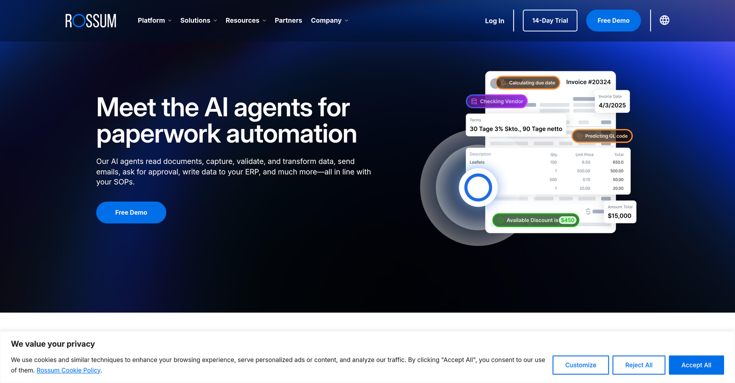 Rossum Agents website
