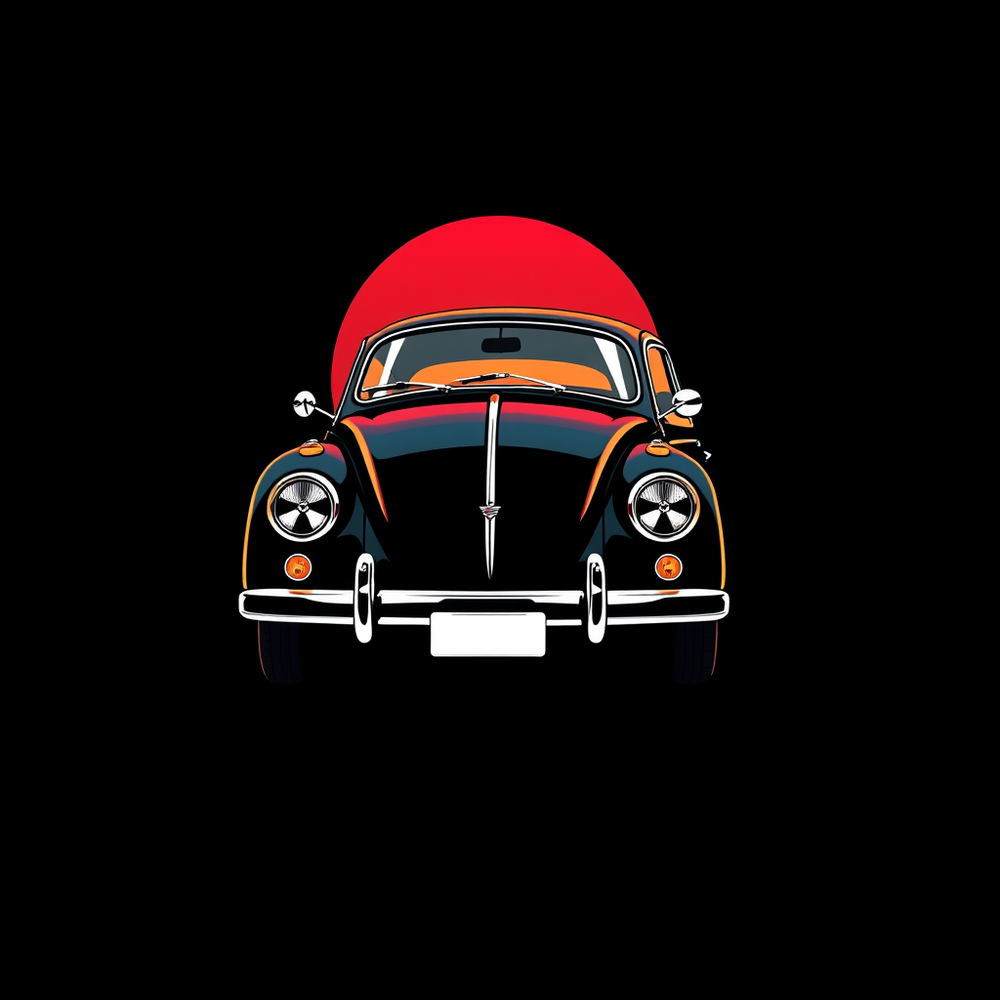Rounded retro car tshirt design in black background website