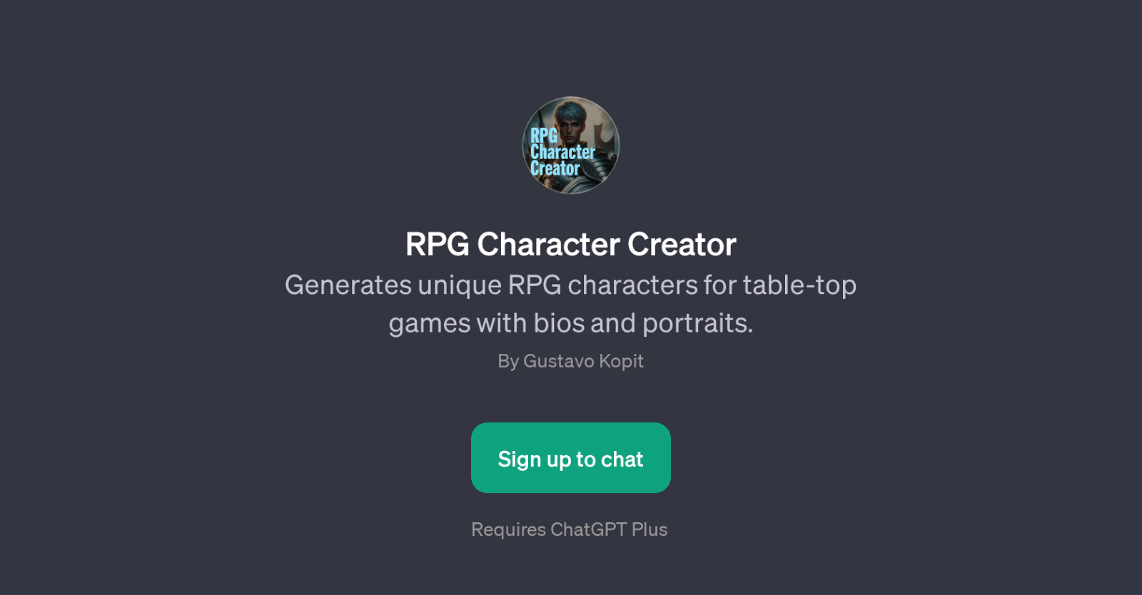 RPG Character Creator website