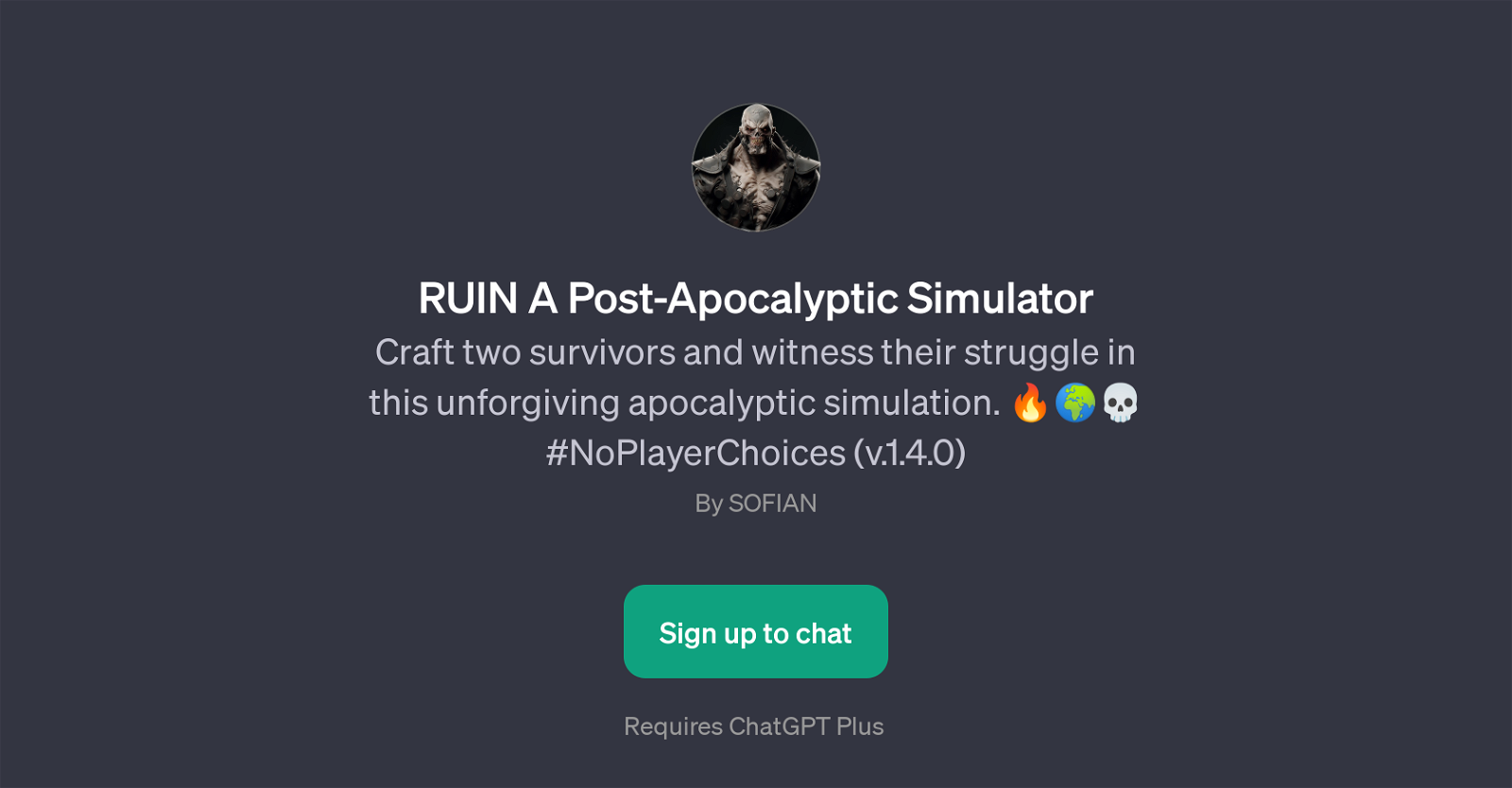 RUIN A Post-Apocalyptic Simulator website
