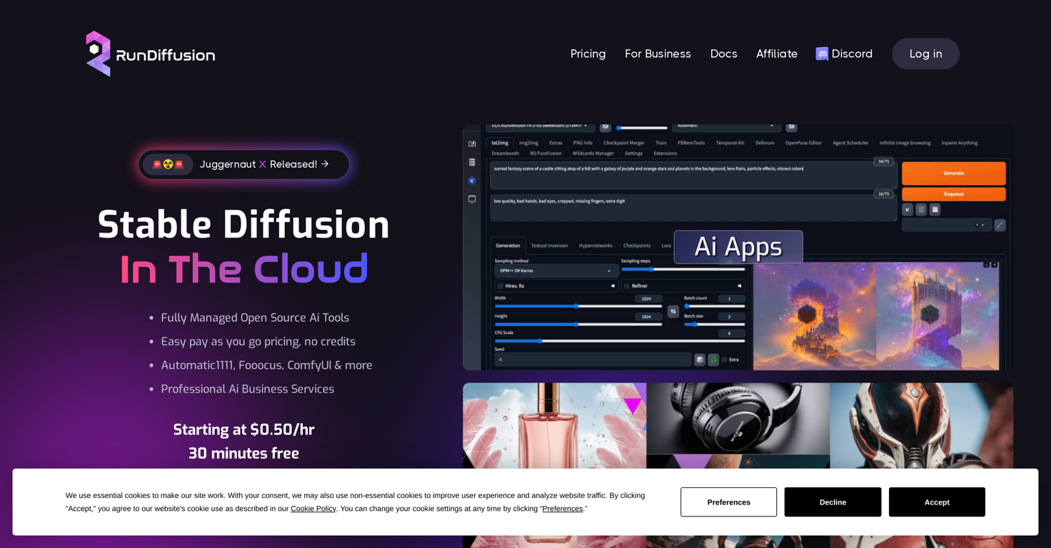 RunDiffusion website