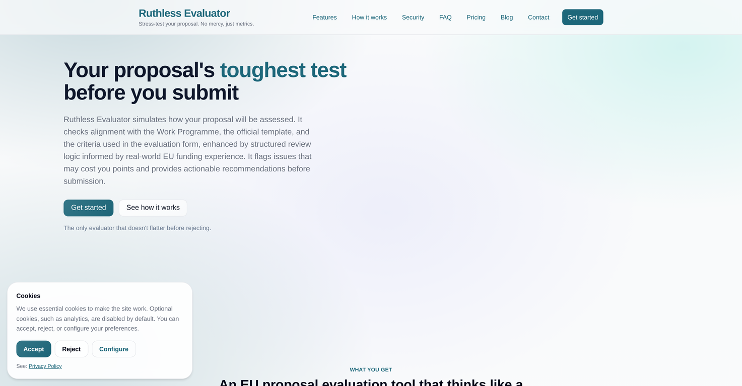 Ruthless Evaluator website