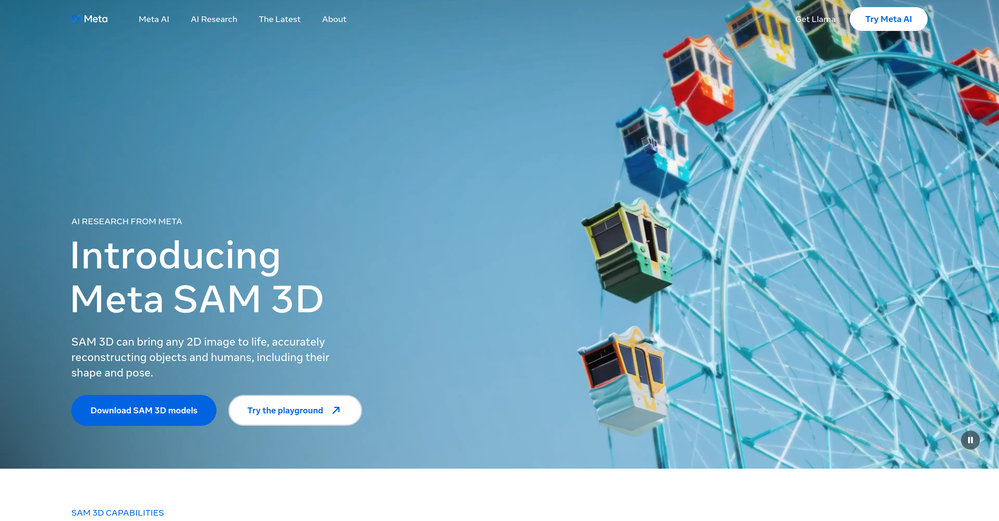 SAM 3D by Meta website