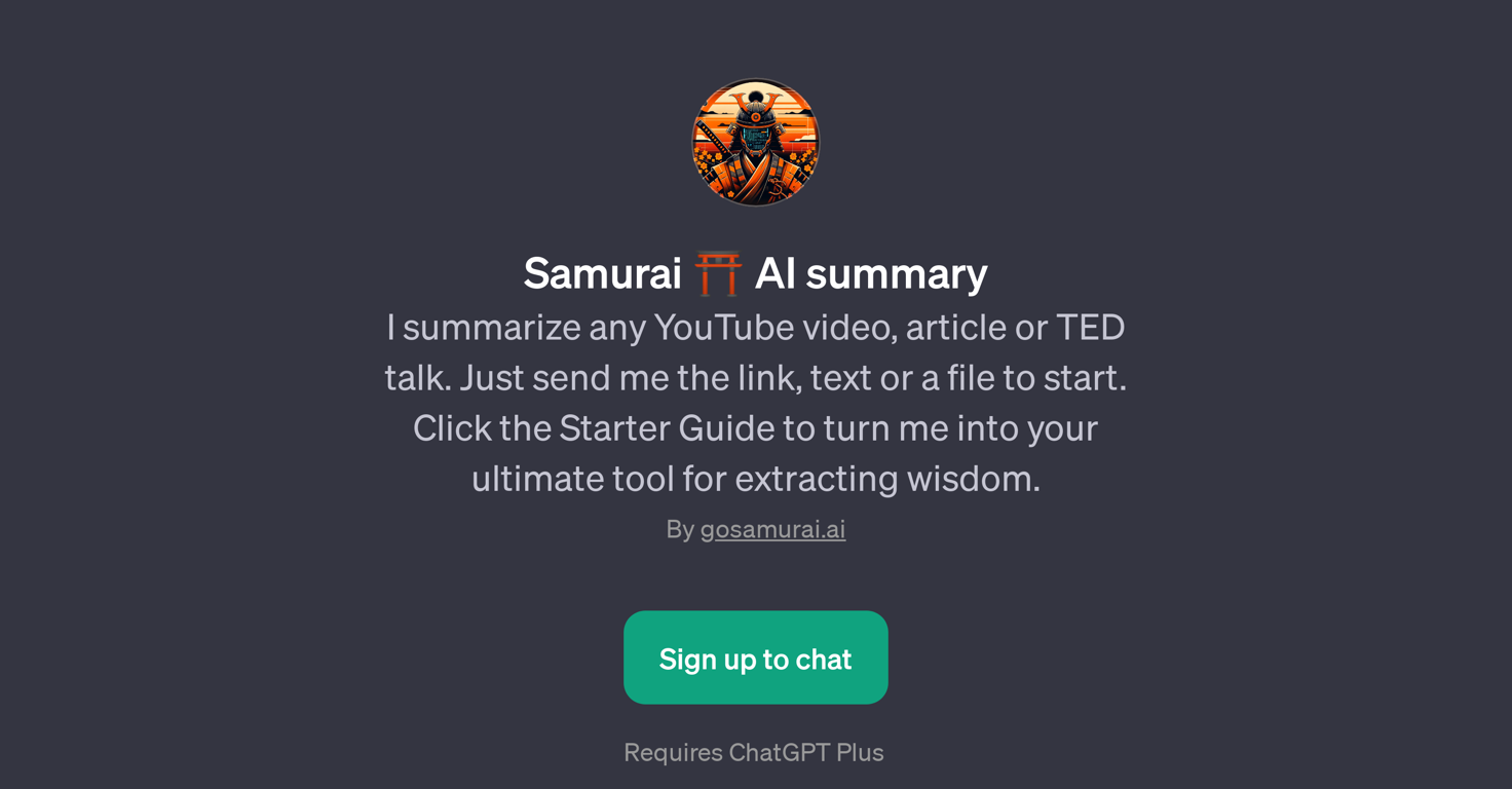 Samurai AI summary website