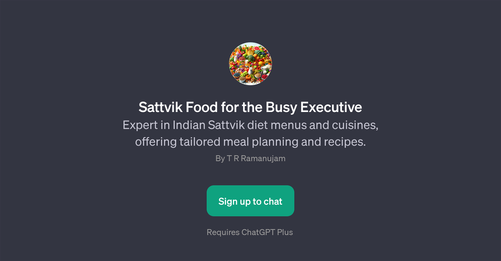 Sattvik Food for the Busy Executive website