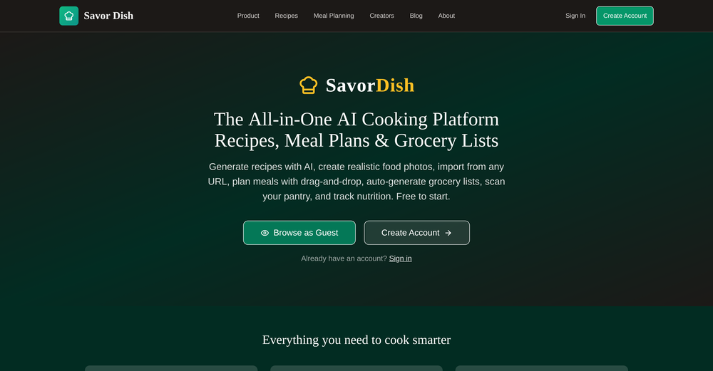 Savor Dish website
