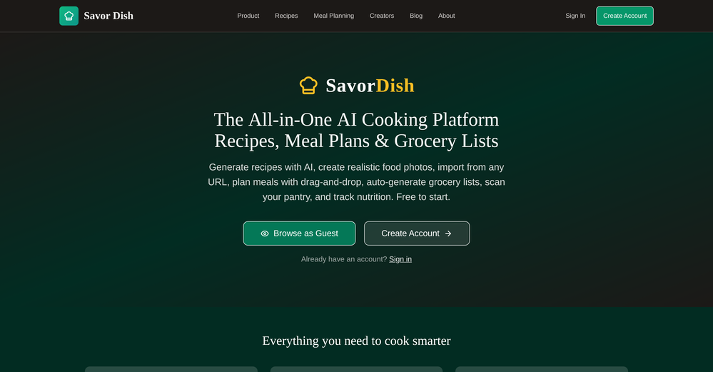 Savor Dish website