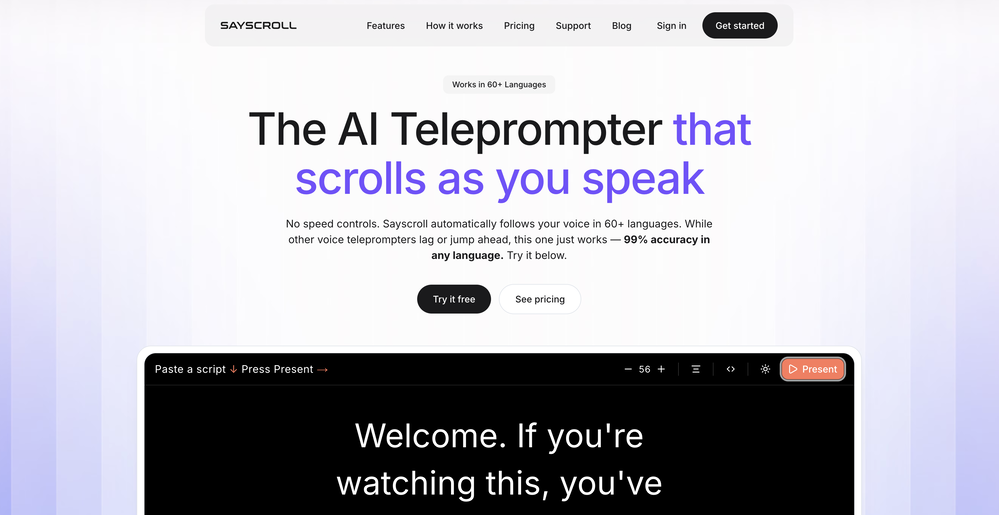 Sayscroll website