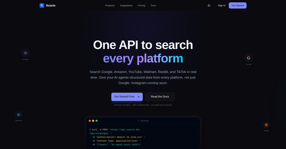 Scavio AI website