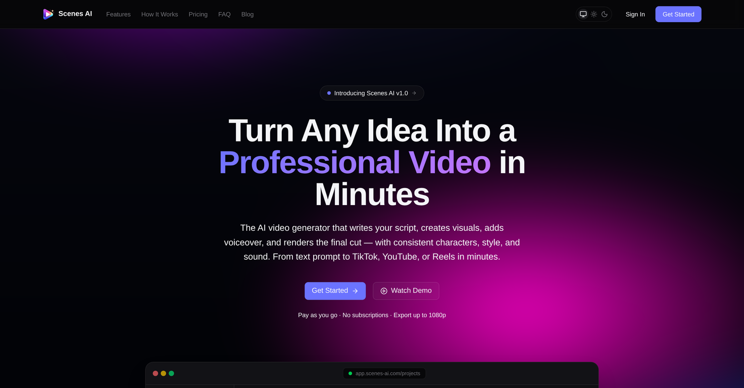 Scenes AI website