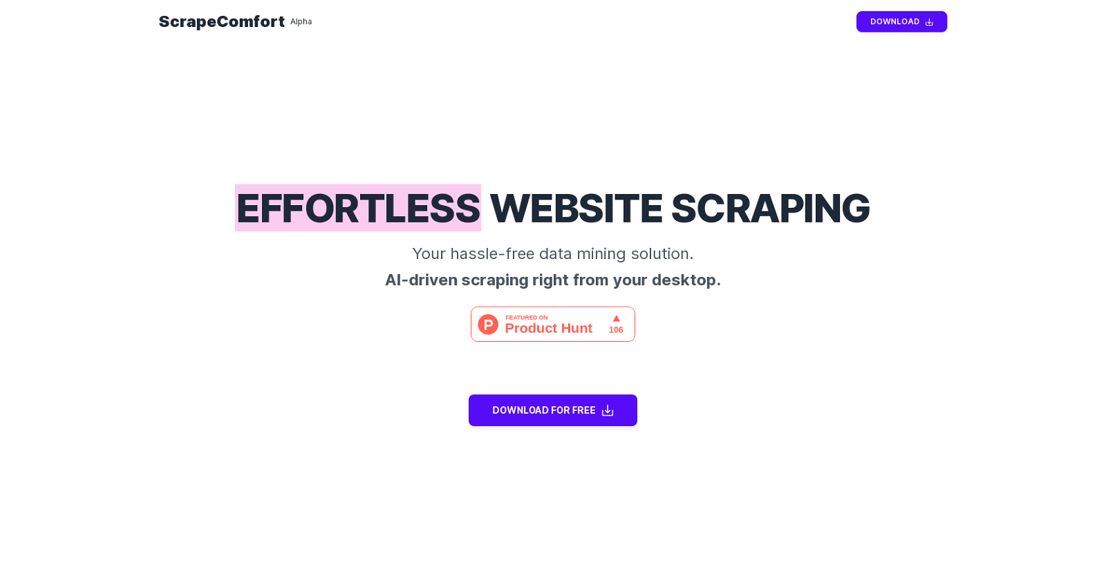 Scrape Comfort website