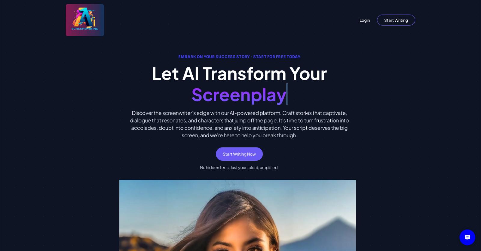 Screenwriting AI website