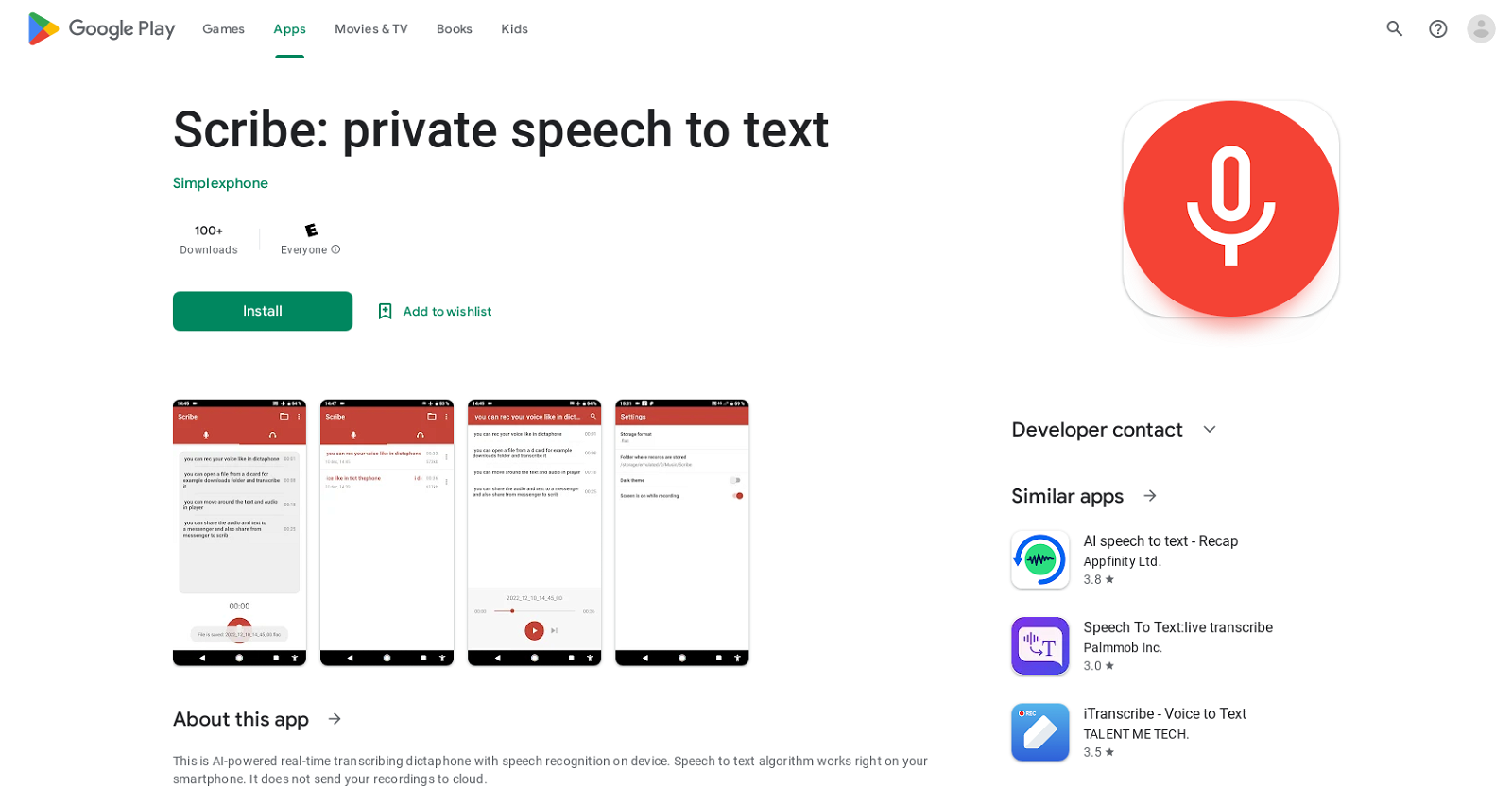 Scribe speech to text