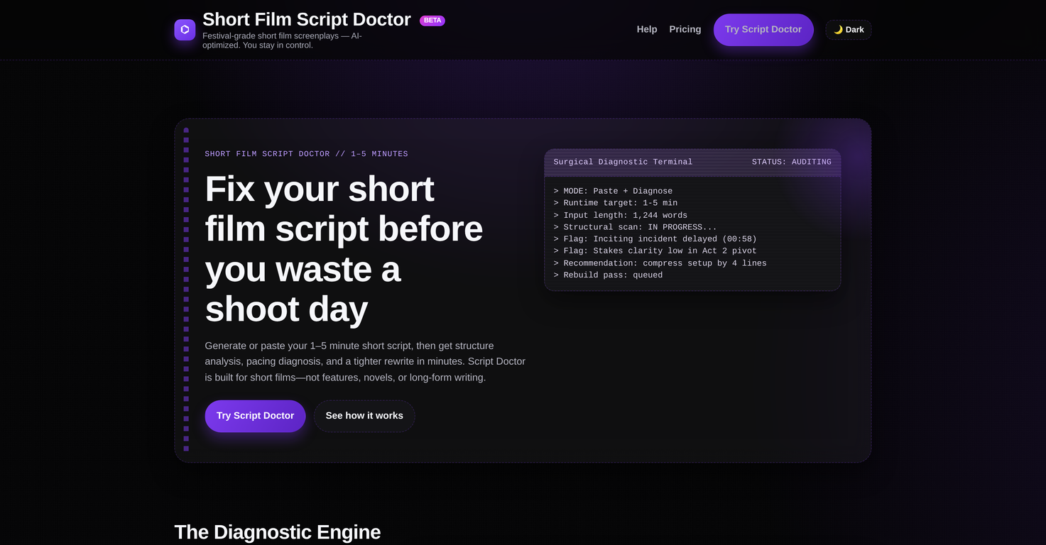 Short Film Script Doctor website