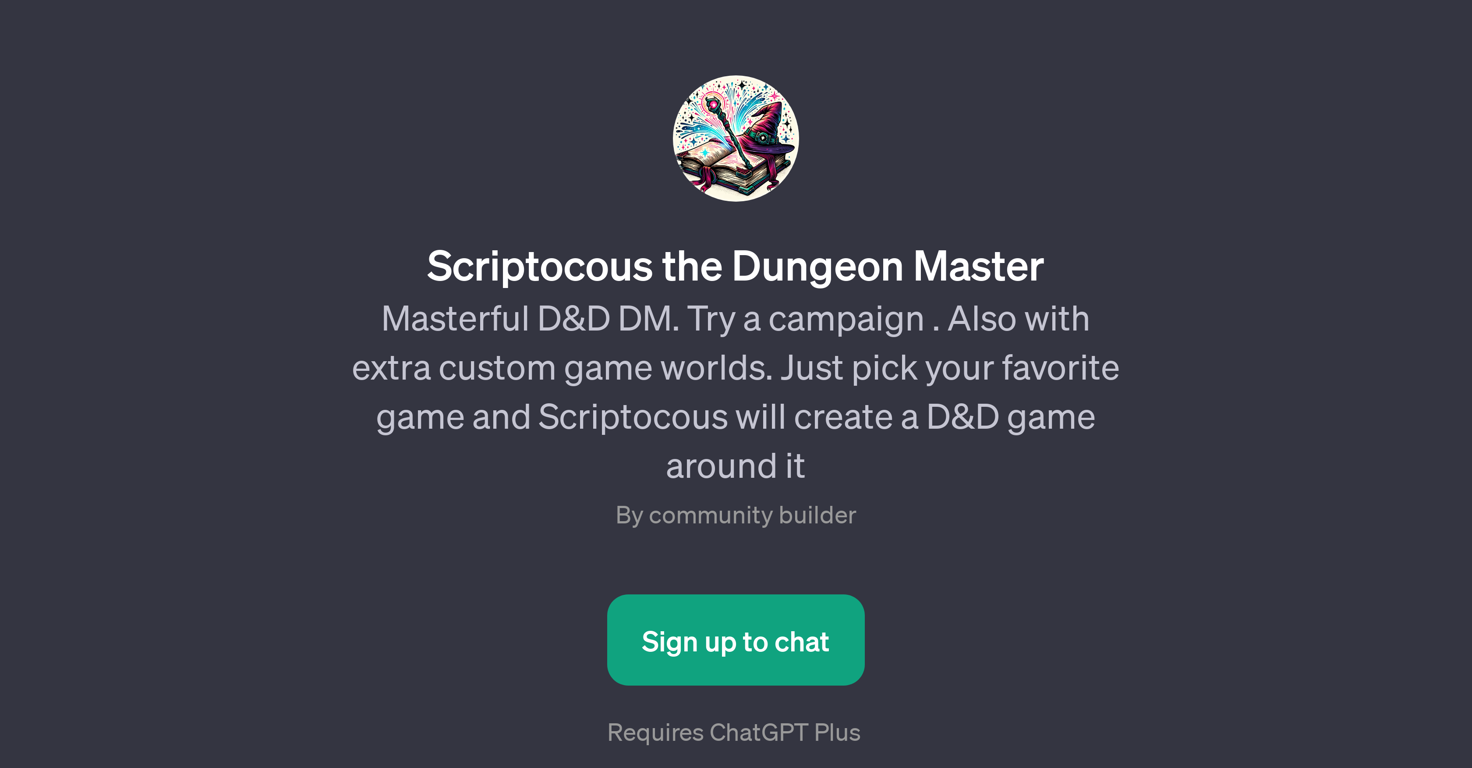 Scriptocous the Dungeon Master website