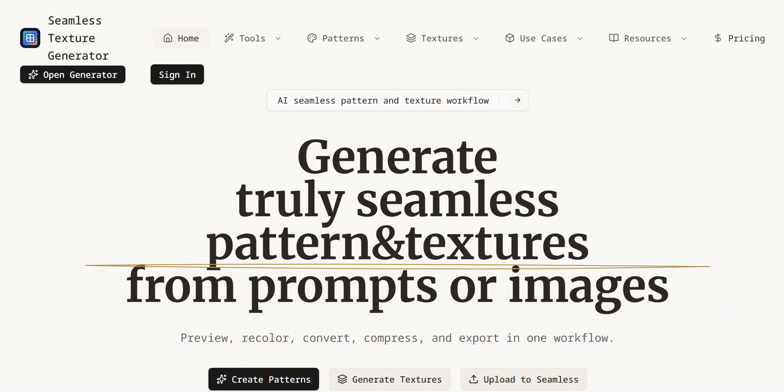 Seamless Texture Generator website
