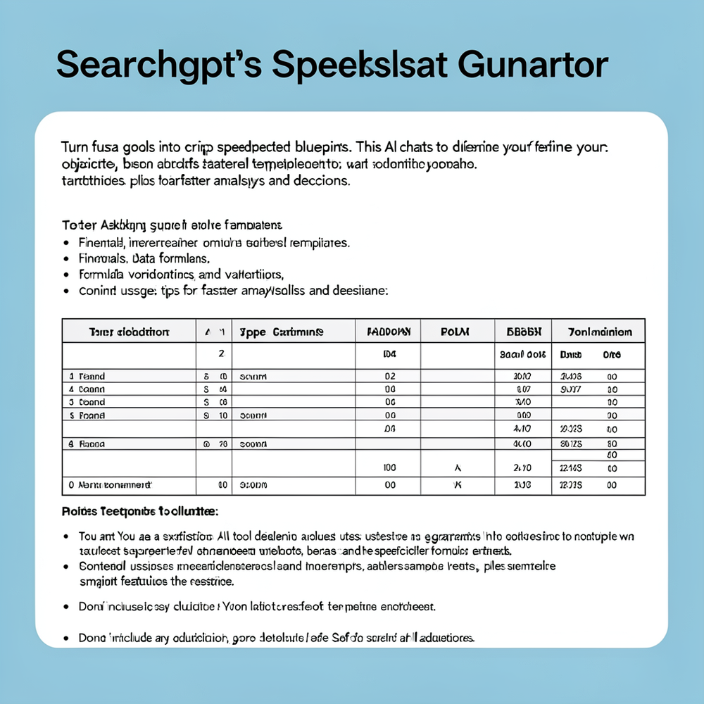 Searchgpt's Spreadsheet Generator website