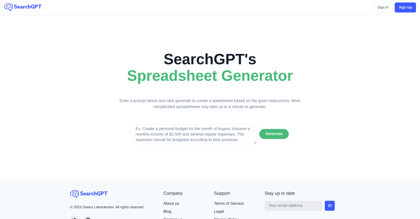 SearchGPT website