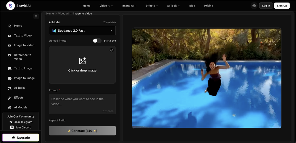 Seavid AI | Image to Video Generator website