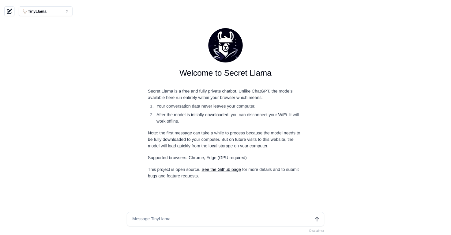 Secret Llama website