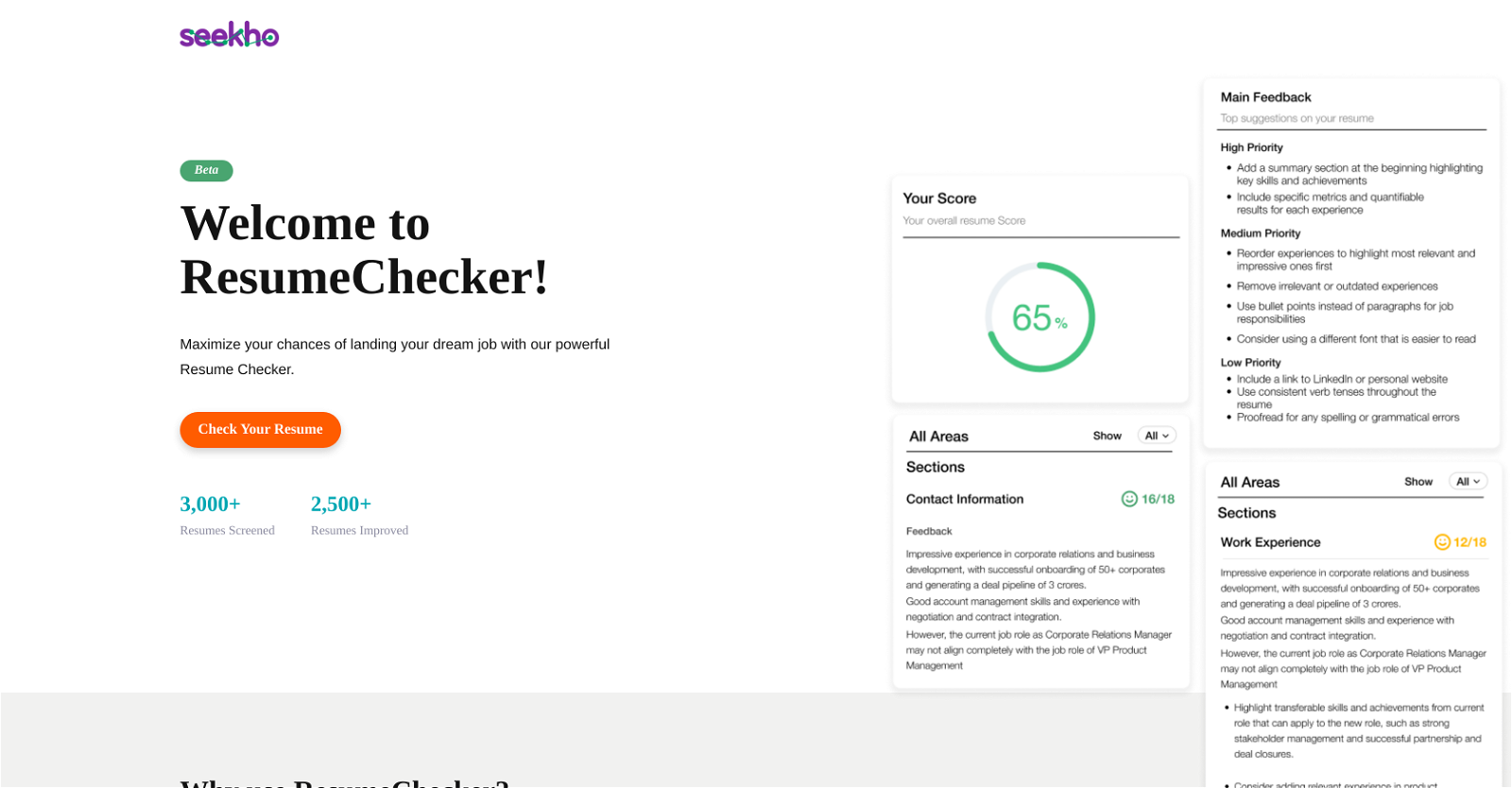 Seekho Resume Checker website