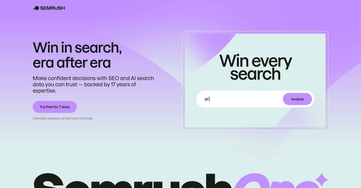 Semrush One website