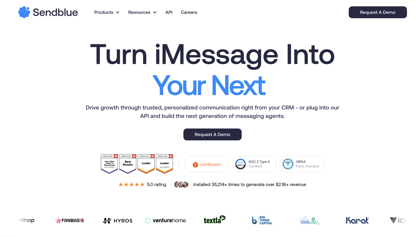Sendblue website