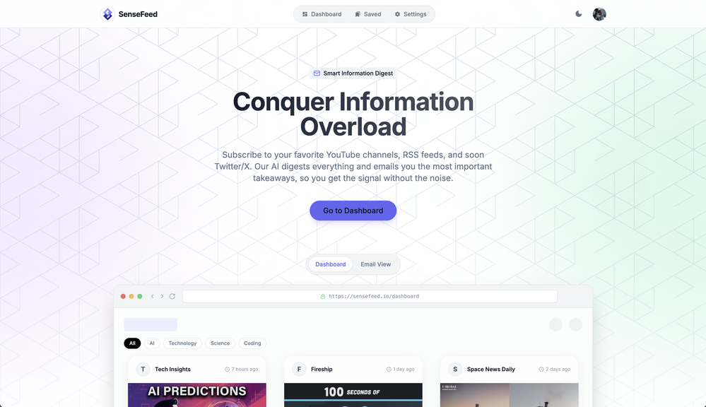 SenseFeed website