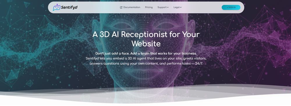 Sentifyd AI 3D Avatars website