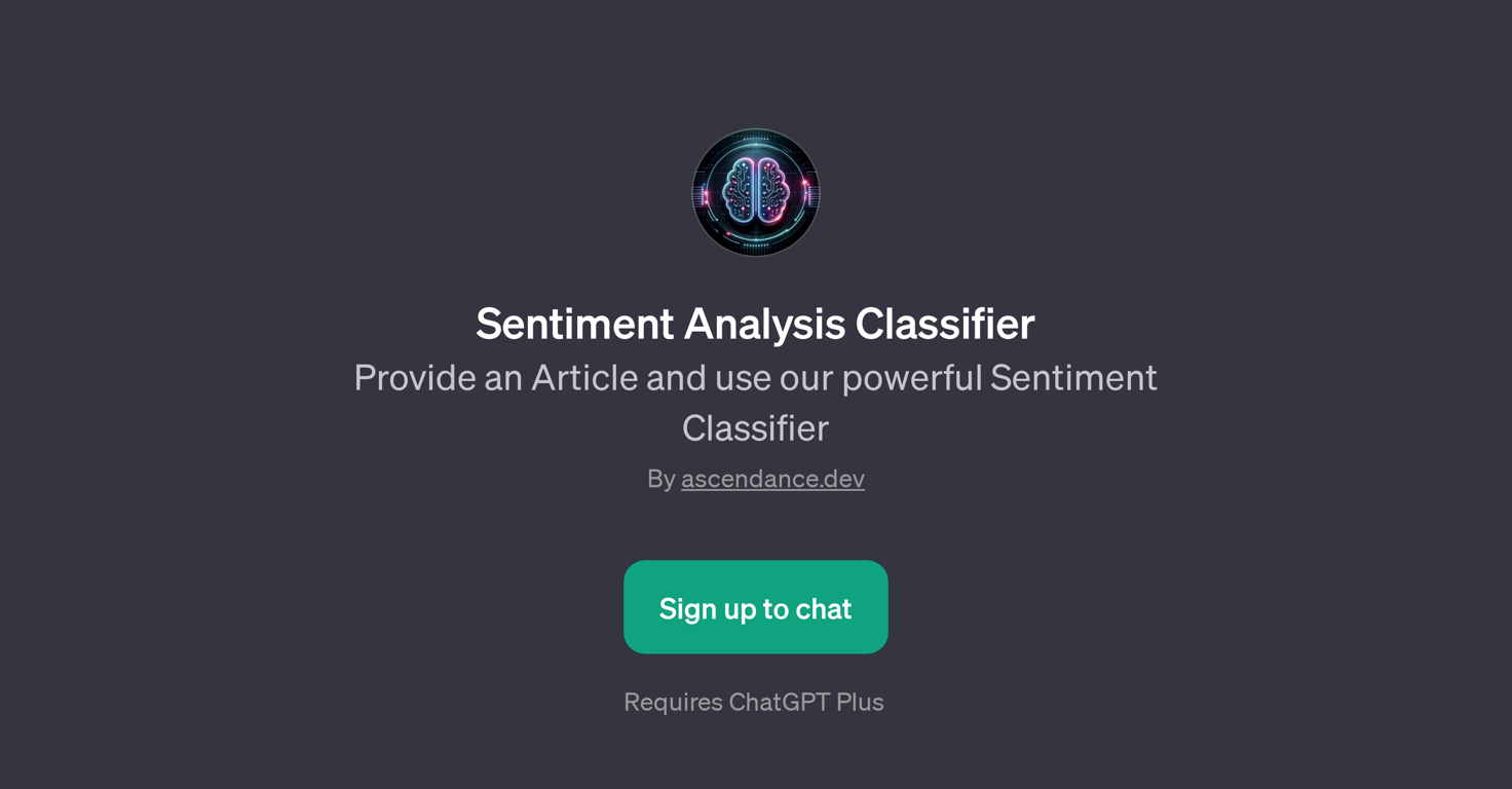 Sentiment Analysis Classifier website